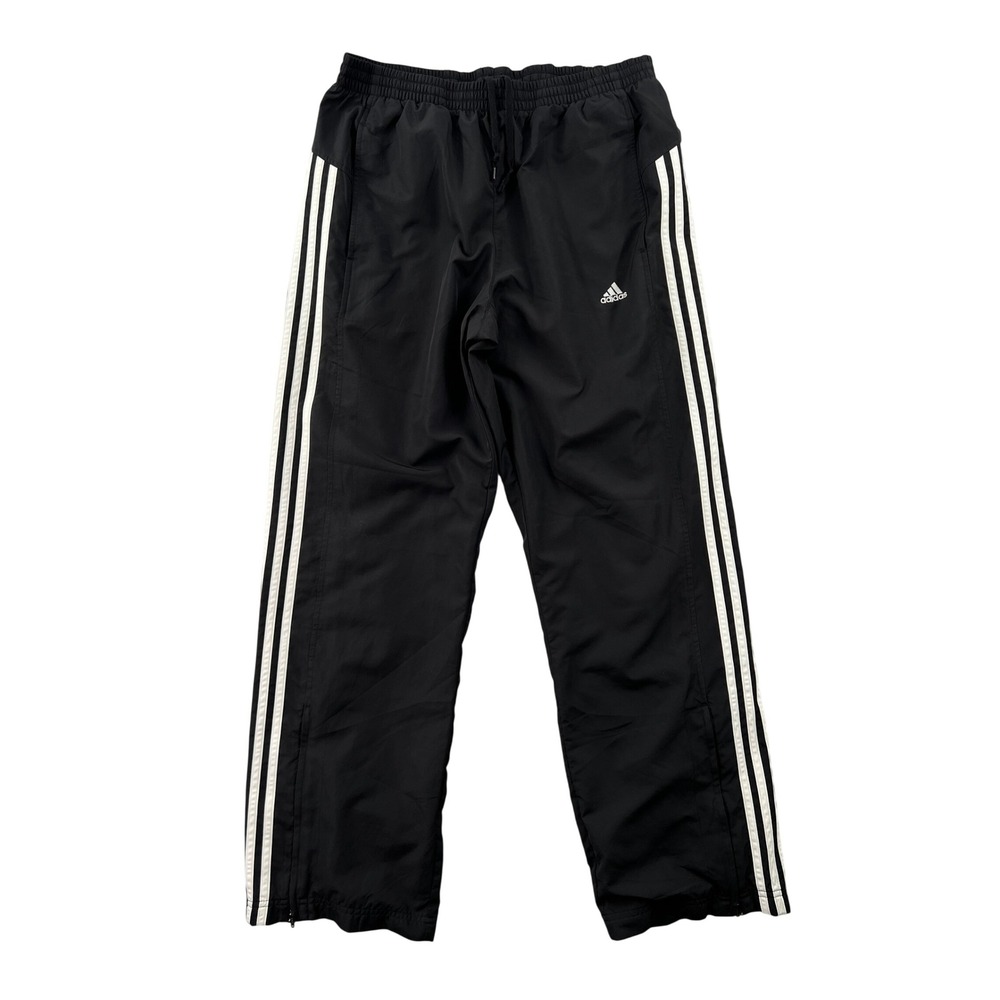 Adidas Clima365 Track Pants Mens M Black White 3-Stripe Windbreaker Athletic Y2K